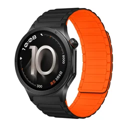 Enhanced Breathable Magnetic Silicone Strap - 22mm for OnePlus Watch Lite (Black Orange)