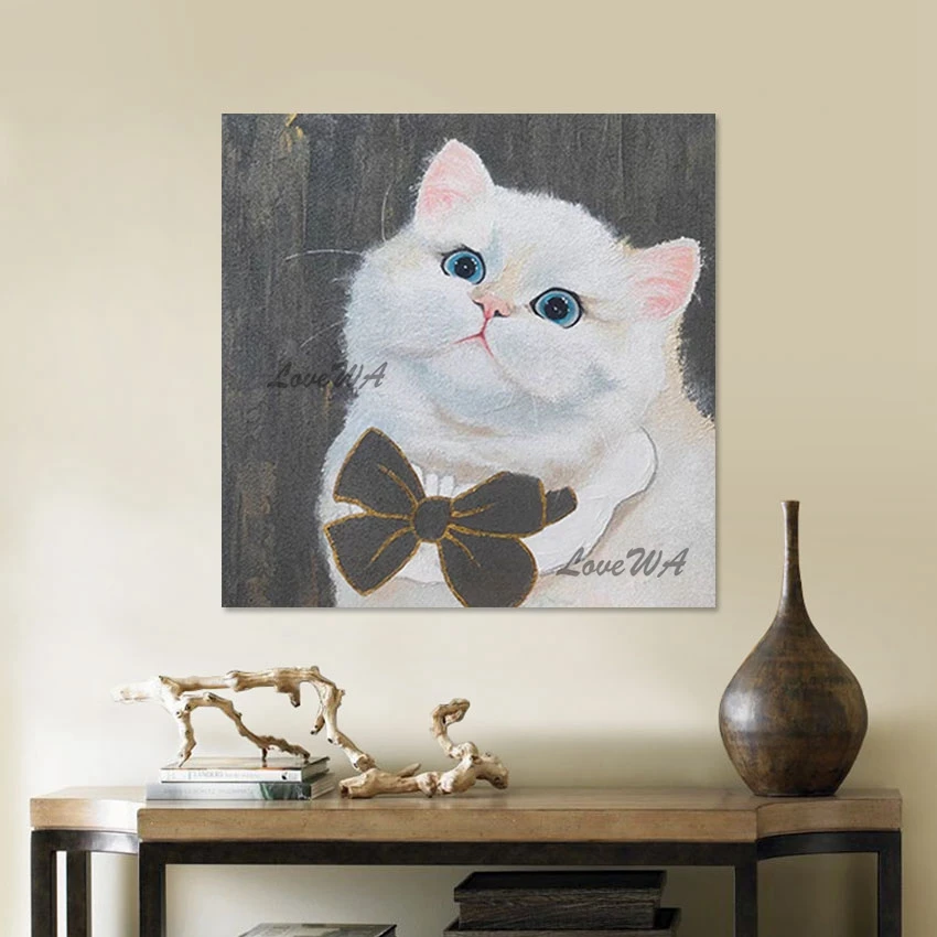 

Quality Abstract Acrylic Oil Painting Cute Animal Wall Decoration No Framed Modern Canvas Art Acrylic Style 3d Cat Pictures