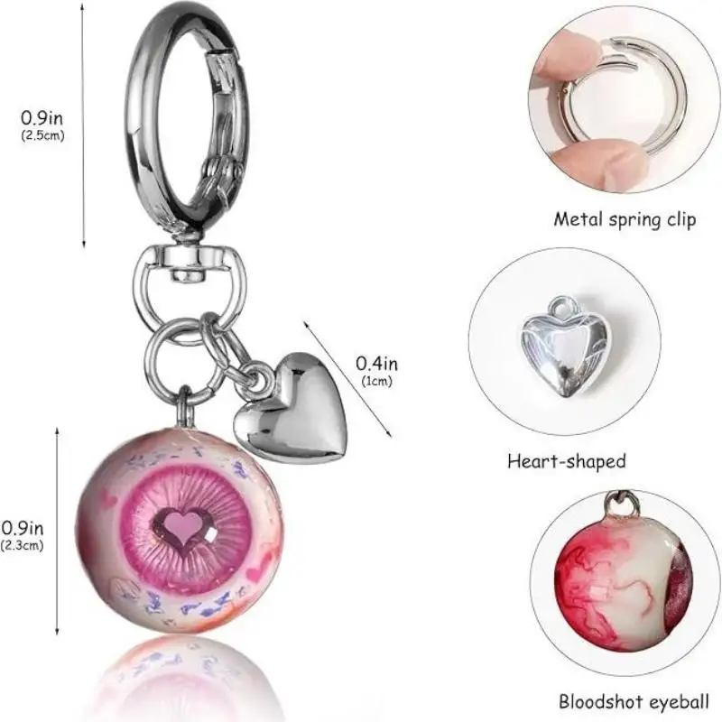 Gothic Dämon Auge Schlüsselanhänger Herzförmige Schnalle Anhänger Halloween Charms Schlüsselanhänger Party Rucksack Dekor Schmuck Zubehör Geschenk – Detail 7