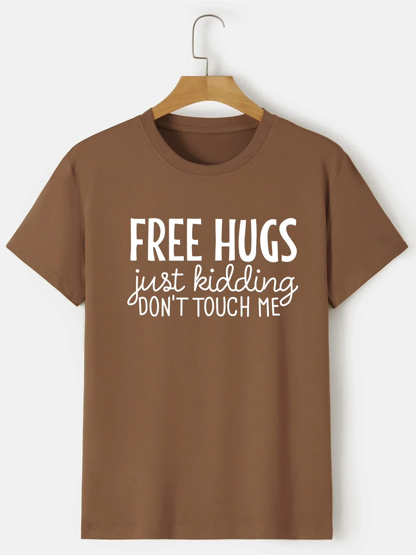 Herre-T-skjorte med bokstavtrykk og ensfarget motiv, bestselgere_voghion.com