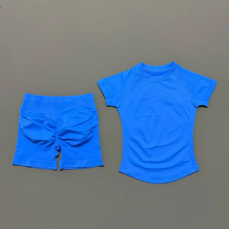 2 Pieces HISTELLO Sports Sets Short Sleeve Seamless Yoga Fitness Set Women...