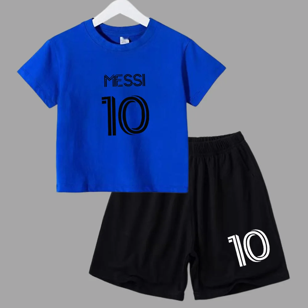 thumbnail image 1 of Conjuntos de 2 camisetas y pantalones con estampado de Super Soccer Star No. 10 para niños de 3 a 14 años, ropa de calle para niños y niñas, 1 of 5