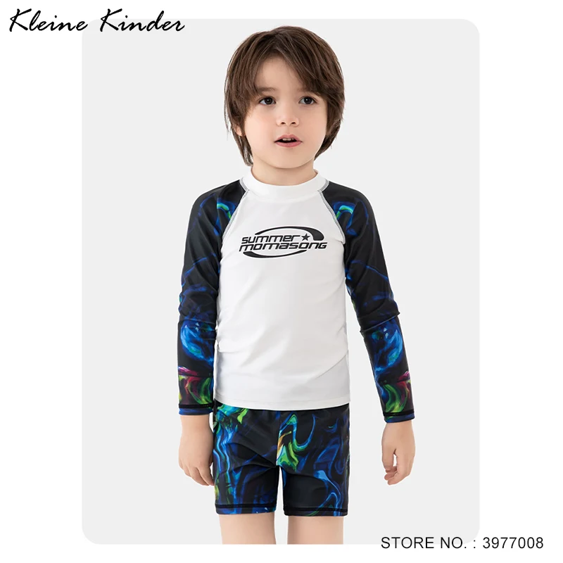 Maiô de manga comprida infantil, proteção UV UPF50, roupa de banho para meninos, guarda-rash, surf na praia, verão