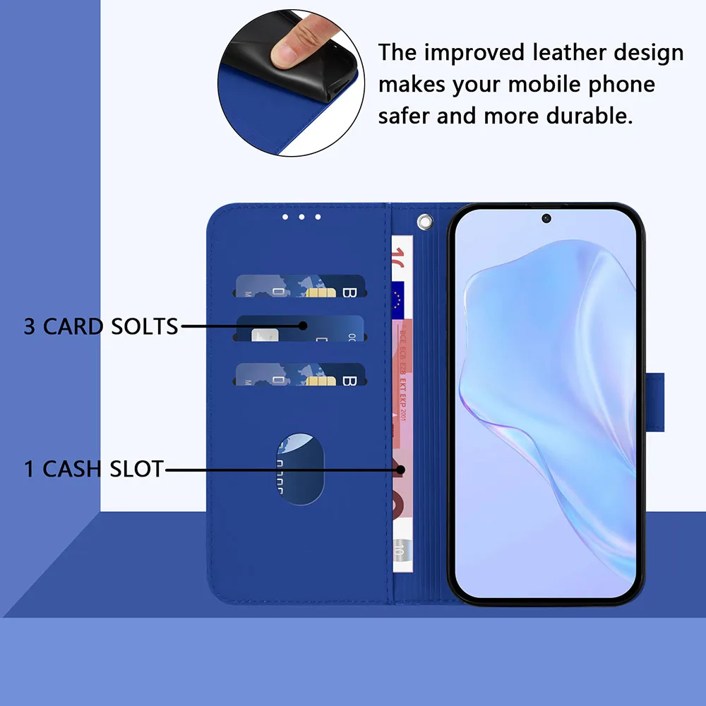 Solid Color Leather Flip Wallet Phone Case & Back Cover