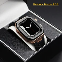 Deluxe Stainless Steel Case with Metal Strap and Rubber Watchband for 45mm (Rubber BRG)