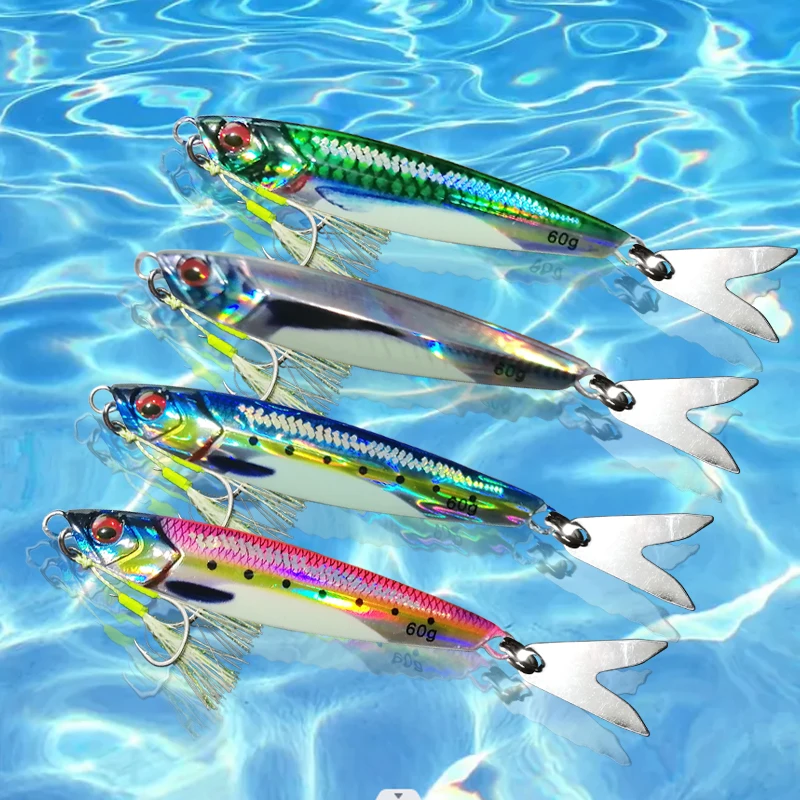 

AS Slow JIg Lure Fishing UV Glow Jig 3D Print Falling Angler 60g80g Metal Hard Bait Sinking Jigging Pesca Bait