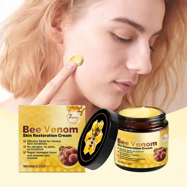 Crème de restauration de la peau au venin d'abeille, dissolvant de imperfections, réduit les rougeurs, barrière cutanée sensible, réparation, renouvellement de la peau, hydratant, 60g 1