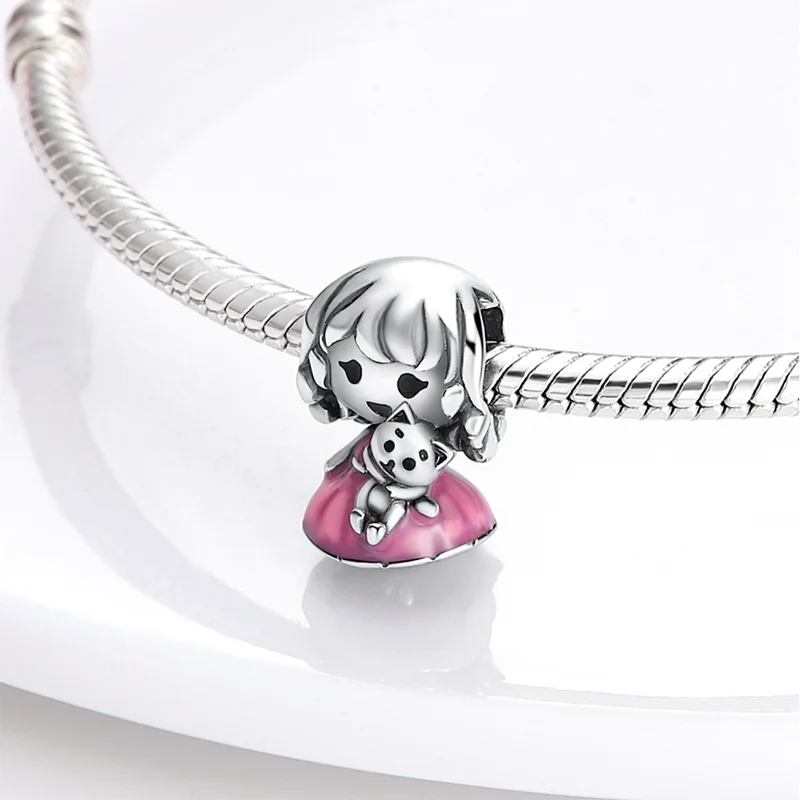 Rote Serie Anhänger-Charms Perlen Plata Charms aus 925er Silber passend für Original Marken Damen Armband Anhänger Halskette Schmuck – Detail 12
