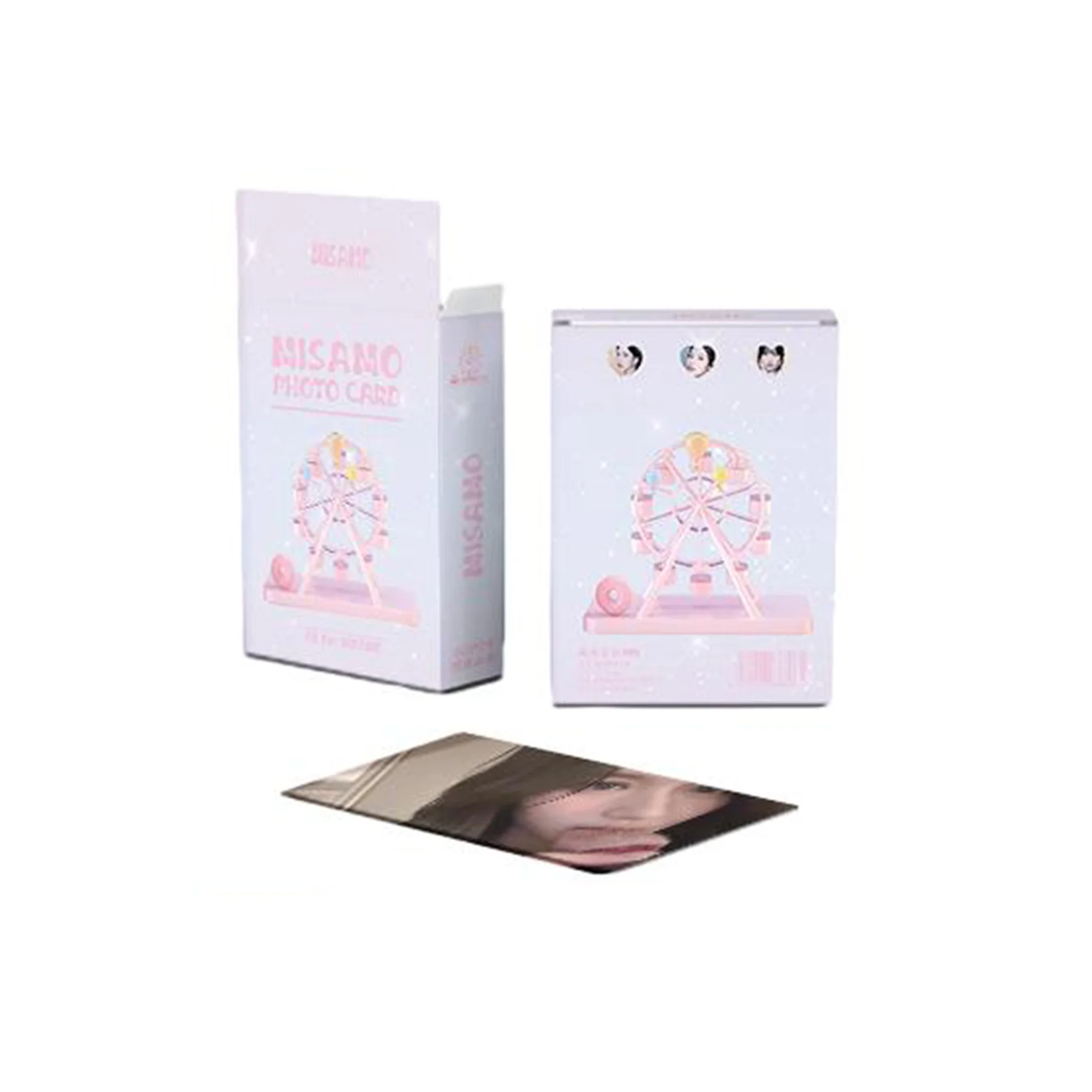 KPOP TWICE-MISAMO Laser Photo Cards 50pcs Pictorial Bright Film LOMO Cards INS Style Selfie Cards MOMO MINA Fans Collections