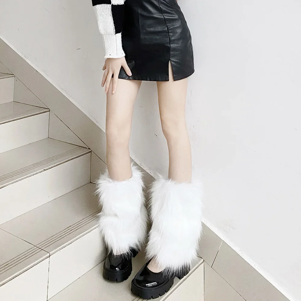 thumbnail image 2 of Womens Deer Print Clothes Y2K Faux Fur Leg Warmers – The Kawaii Factory 2 of 9