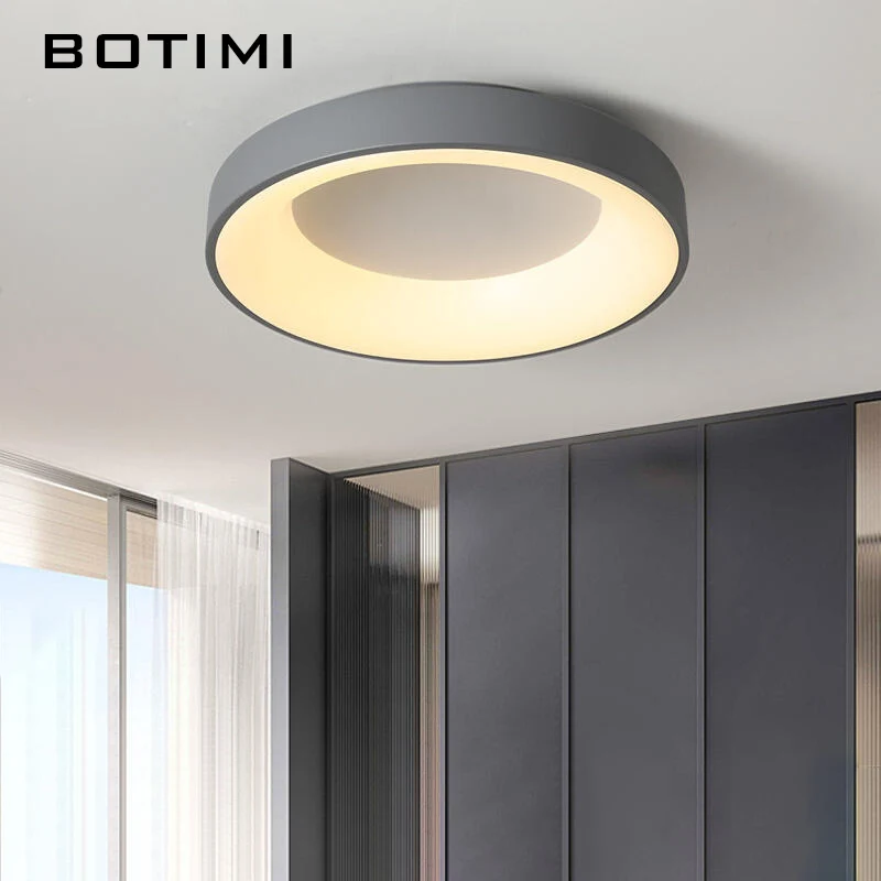 BOTIMI 30CM Round Metal Ceiling Lights For Corridor Modern Surface Mounted Bedroom Lighting Gray/Black/White/Golden Ceiling Lamp