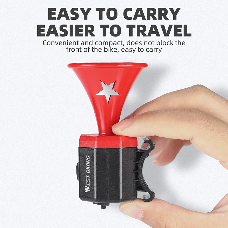 WEST BIKING Bicycle Electric Horn Loud 90 Decibels USB Charging Waterproof Mini Bike Bell MTB Road Bike Bell Cycling Accessories