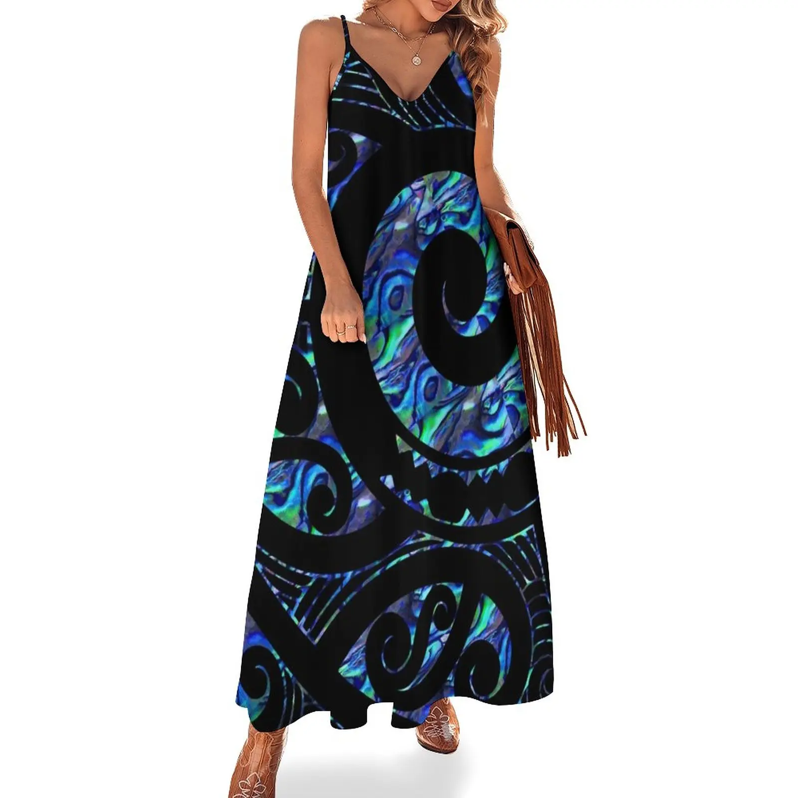 

New Zealand Maori Paua Tattoo Koru Design Sleeveless Dress Long dress dresses summer woman 2023