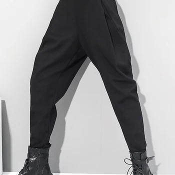 [EAM] High Elastic Waist Black Brief Long Harem Trousers New Loose Fit Pants Women Fashion Tide Spring Autumn 2024 1DC419