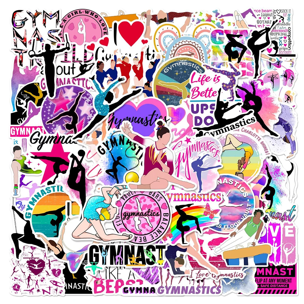 

10/30/50pcs Gymnastic Art Sport Cartoon Stickers Cool Decal DIY Phone Case Skateboard Suitcase Waterproof Graffiti Sticker Decor