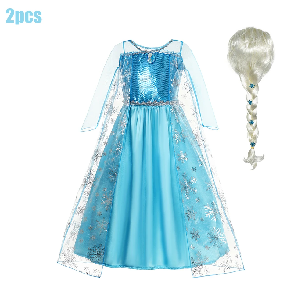 thumbnail image 1 of Disfraz de princesa de Disney para niña, vestido de Frozen, Elsa, Anna, disfraz de carnaval, Vestidos de fiesta de cumpleaños, traje de verano para niños, 1 of 5