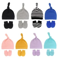 Newborn Baby Hat with Gloves Autumn Winter Warm Cotton Kids Beanies Stuff Children Accessories Infant Nightcap 0-6 Months Babies 1