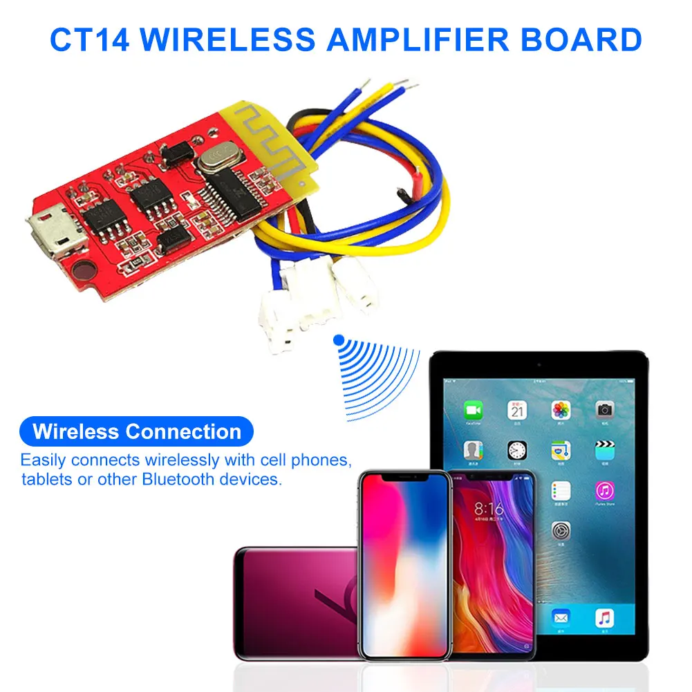 CT14 Micro 4.2 Audio Amplifier Board 5VF 5W+5W Bluetooth-Compatible Audio Amplify Board DC 3.7-5V for Refitting Idle Sound Box