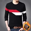 Trend Fashion Autumn Winte New Sweaters Men's O-Neck Contrast Color Casual Loose Plus Velvet Long Sleeve Pullovers Knitted Tops 3