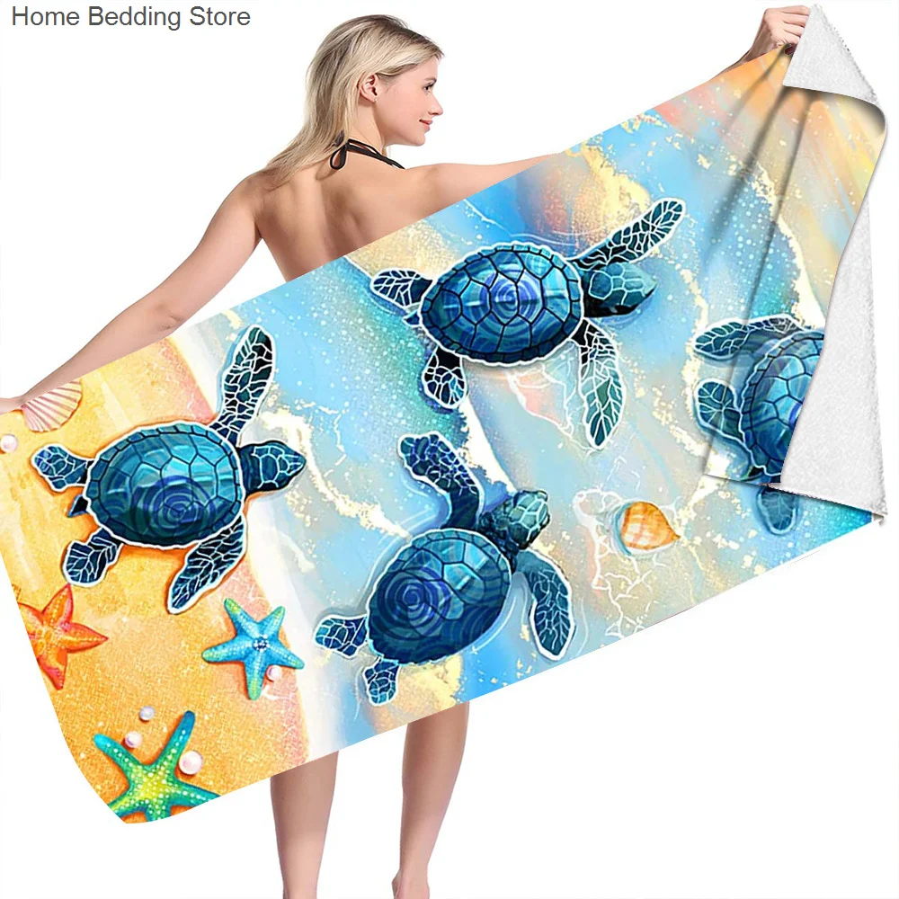 

Ocean Sea Turtle Beach Towel Soft Microfiber Personalized Bath Towels Beach Cushion Quick Dry Summer Sport Swimming Towels