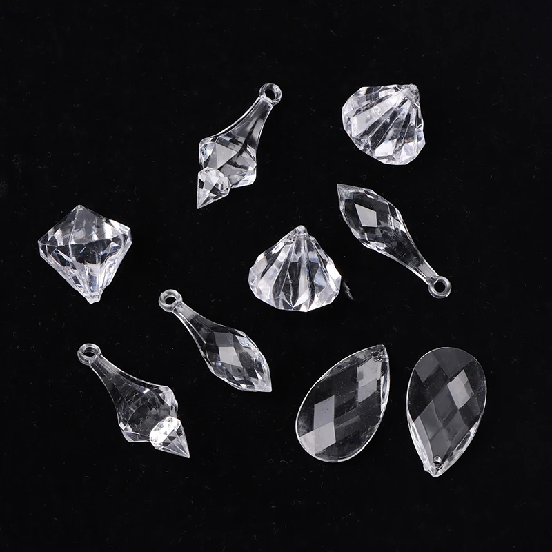 10pcs Acrylic Crystal Drop Pendant Prisms Chandelier Curtain Chrismas Wedding Party Lighting Christmas Lamp Hanging Parts