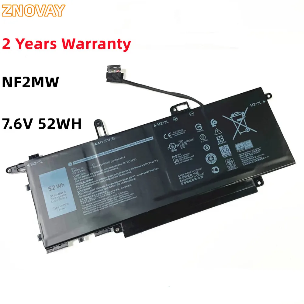 Znovay 7.6V 52Wh Nf2Mw Batteria Del Computer Portatile Per Dell Latitude 7400 2-In-1 9410 E7270 E7260 Serie 85Xm8 41M98 085Xm8 Cn-085Xm8