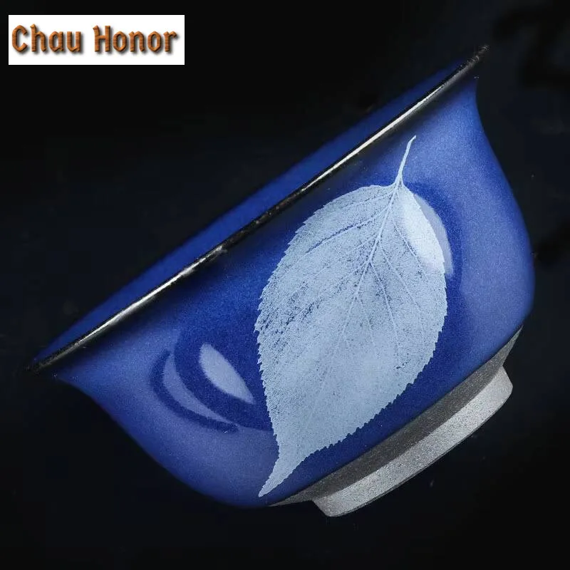 175ml Handmade Kiln Change Tianmu Glaze Sapphire Gaiwan Zen Tea Tureen Tea Bowl With Lid Kit Tea Maker Cover Bowl Tea Collection