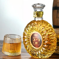 Thickened Empty 500ml/750ml Patterns Glass Bottle with Bottle plug - Airtight for Wine, Whiskey, Homemade Fruit Alcohol Storage 1