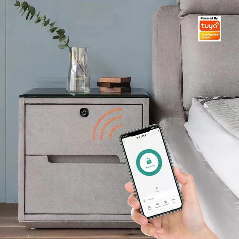 Tuya Bluetooth APP Drawer Cabinet Lock Fingerprint Digital File Letter Keyless Biometric Furniture Electronic Smart Wooden Lock