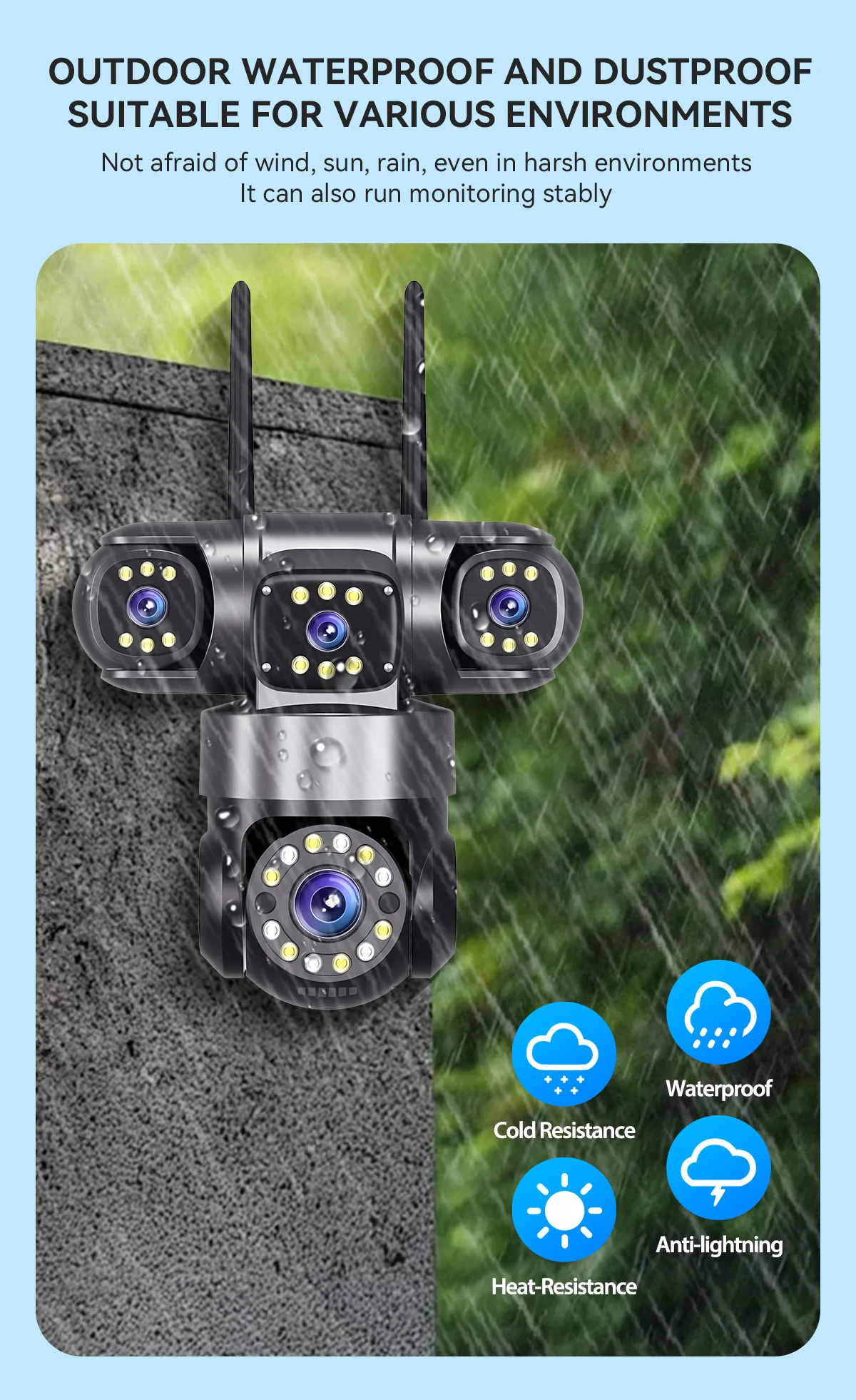 10K 20MP WIFI Camera UHD Security Camera with 16X Zoom Four Screens Four Lenses
