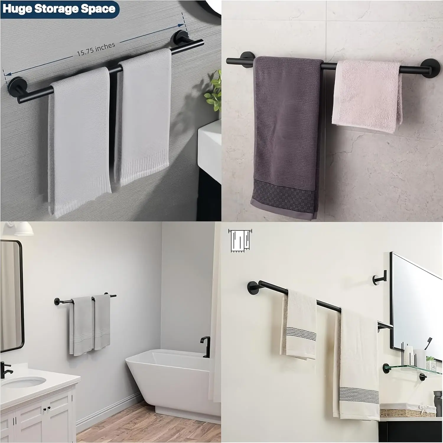 Towel Holder Towel Rails Wall Mount Rack 40cm 304 Stainless Steel Shelf Bathroom Accessories towel rack towel holder
