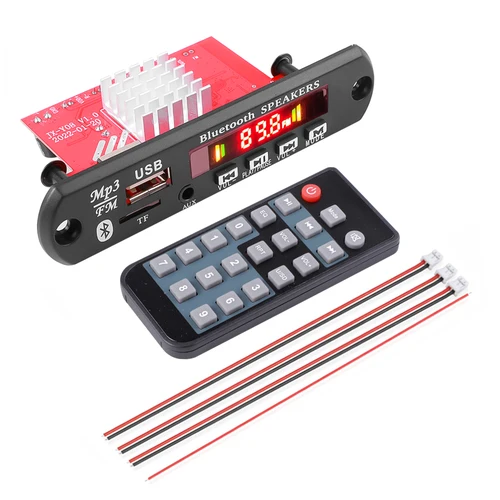 블루투스 5.0 앰프 DIY MP3 WAV 디코더 보드, DC 12V 무선 자동차 USB MP3 플레이어, TF 카드 슬롯, USB FM, 마이크 포함, 60W, 50W, 40W 2