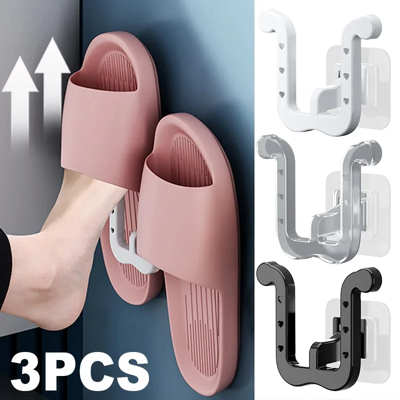 Self-adhesive Slipper Hooks Slippers Racks No-punch Wall Mounted Shoes Storage Rack Drying Hanger Bathroom Shoe Hook Accessories shoe rack,shoe organizer