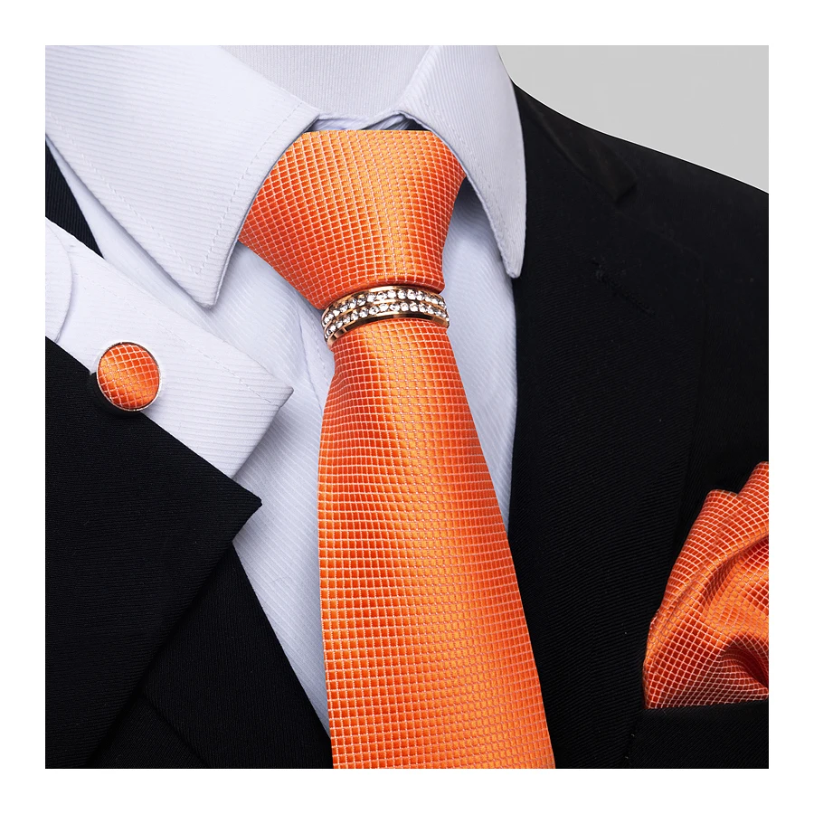 

Luxury Silk Festive Gift Tie Handkerchief Pocket Squares Cufflink Set Tie Clip Necktie Paisley Male Fit Business