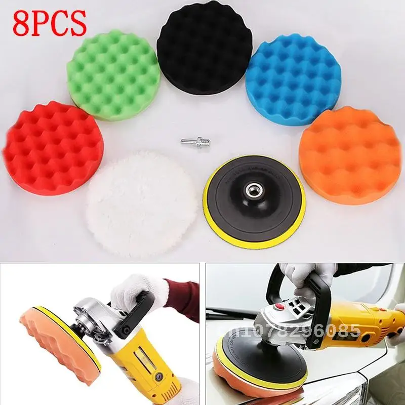 Car Polisher Drill Adapter Kit, Car Polishing Disc Kit, Sponge Buffing, Waxing, Self-Adhesive Polish Pad, Detail Cleaning Wool W 5 6 7inch car polishing disc self adhesive buffing waxing sponge wool wheel polishing pad for car polisher drill adapter