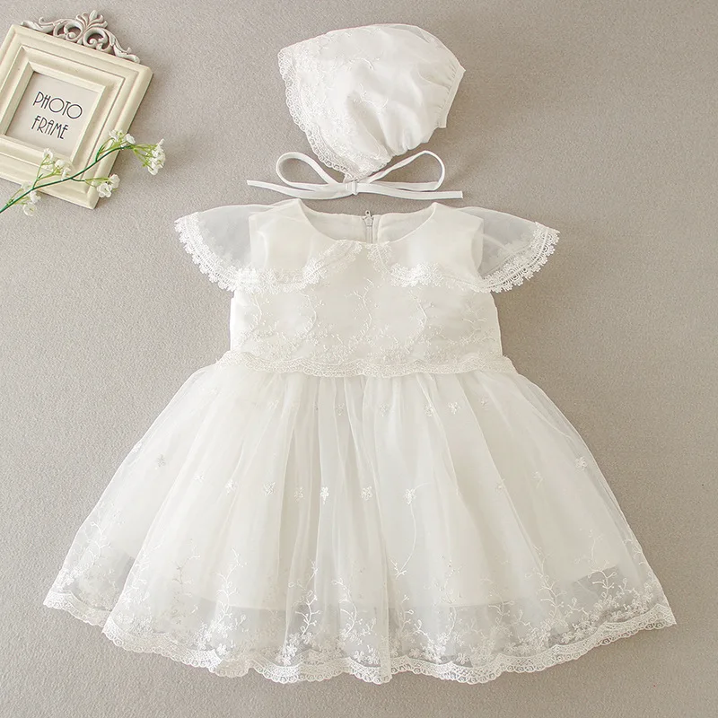 

Toddler Girl Party Dress Embroidery Lace Cute Baby 1st Birthday Baptism Vestidos Kids Wedding Gown 0-2Yrs Baby Girls Clothing