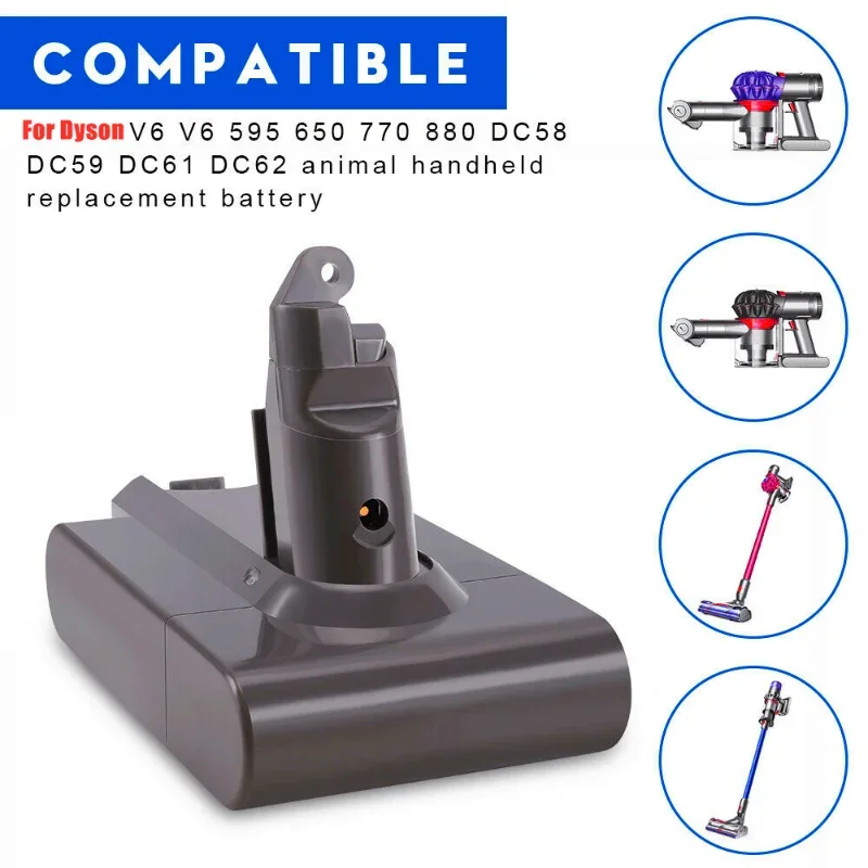 

21.6V V6 9800mAh Li-ion Battery for Dyson V6 DC58 DC59 DC62 DC74 SV09 SV07 SV03 SV04 SV09965874-02 Vacuum Cleaner Battery L30
