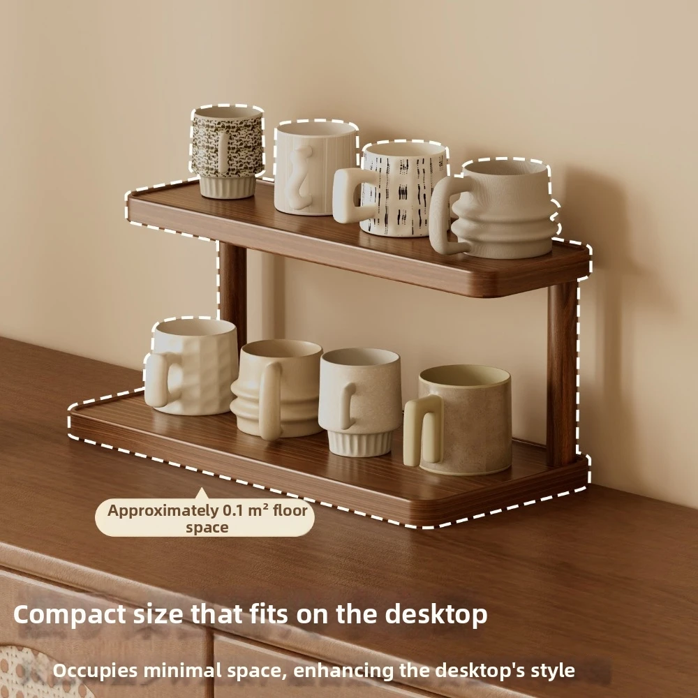 New Thickened Cup Storage Rack Multilayer Retro Style Teacups Holder Space Saving Sturdy Coffee Mug Stand Office Kitchen
