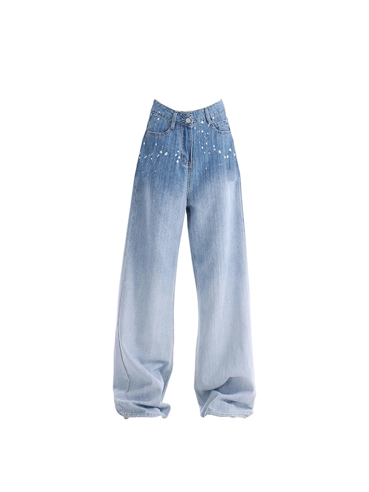 

Джинсы женские прямые Голубые в ковбойском стиле, повседневные брюки из денима с завышенной талией, уличная одежда, Y2k, летняя одежда