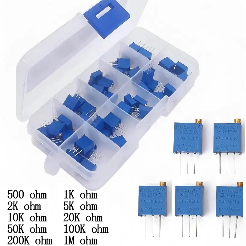 50pcs/Box 3296W Multiturn Trimmer Potentiometer Kit High Precision 3296 Variable Resistor With Free Box electronic Diy Kit image 2