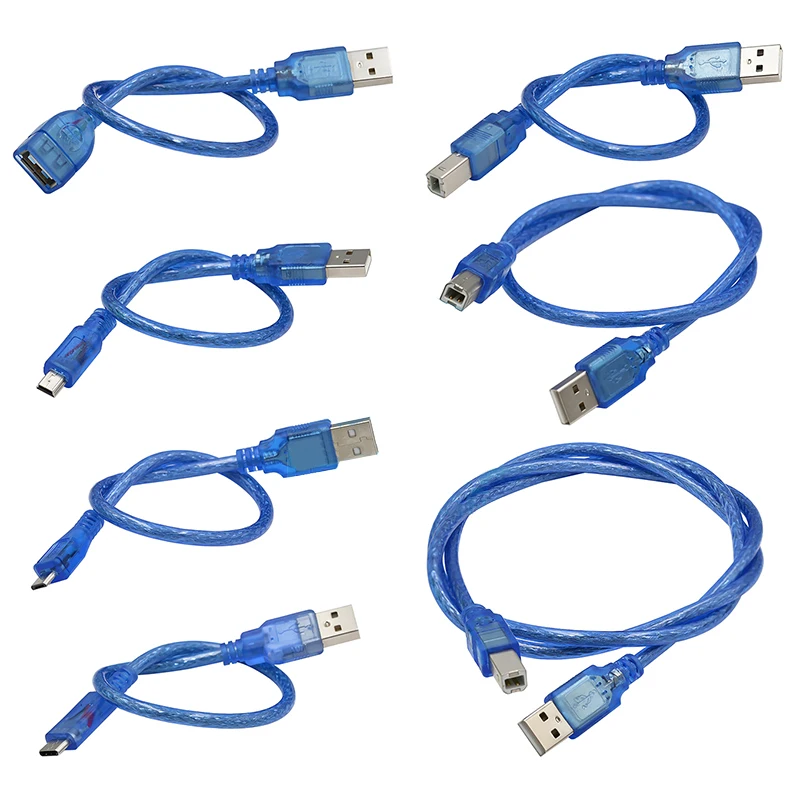 Usb Printer Blue Data Cable For Aarduno 2560 due por micro mini USB to UNO/MICRO DUE/MINI NANO/TYPE-C Charging Cable,Usb Charging Cable