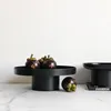 Round Black White Decorative Tray Storage Organizer ABS Tray Fruit Perfume Cosmetic Tray Home Decor Plates Simple Storage Plate 1