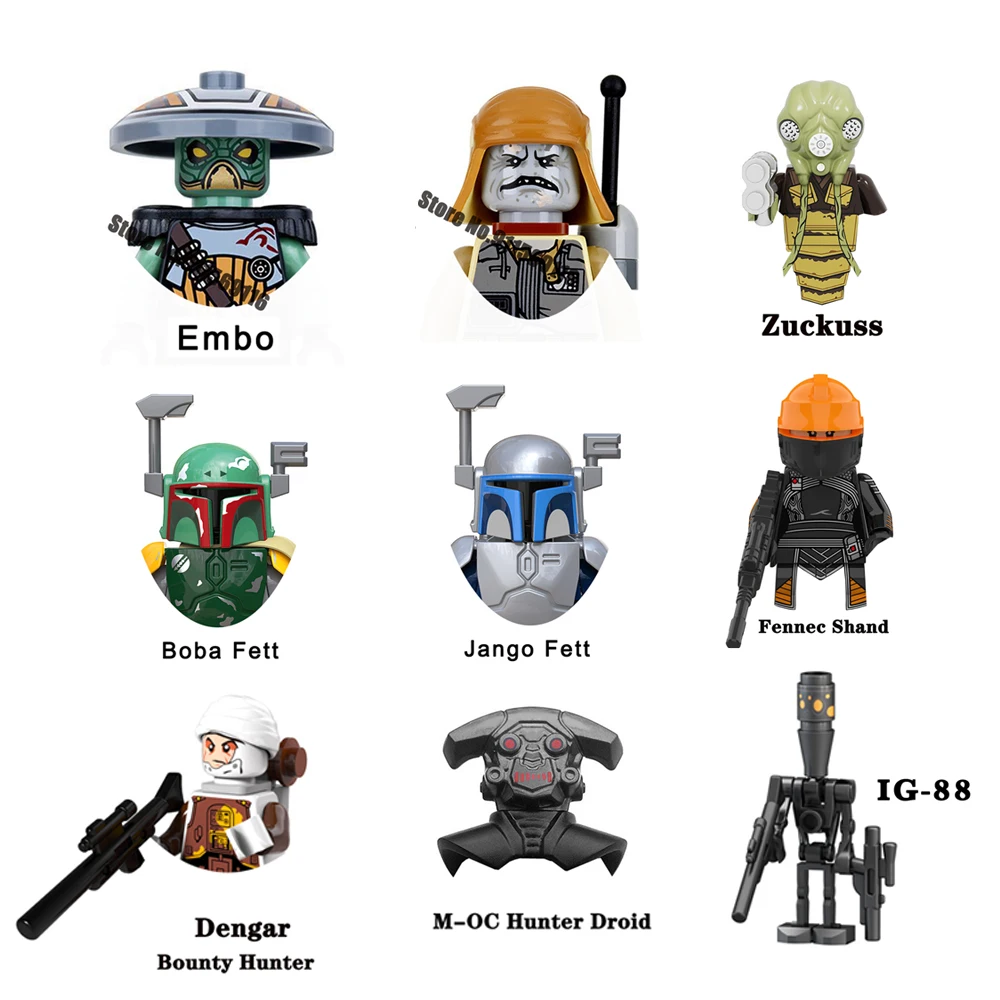 Disney Bounty Hunter Zuckuss IG-88 Building Blocks M-OC Hunter Droid Brick Dengar Fennec Shand Din Djarin Action Figure Kids Toy