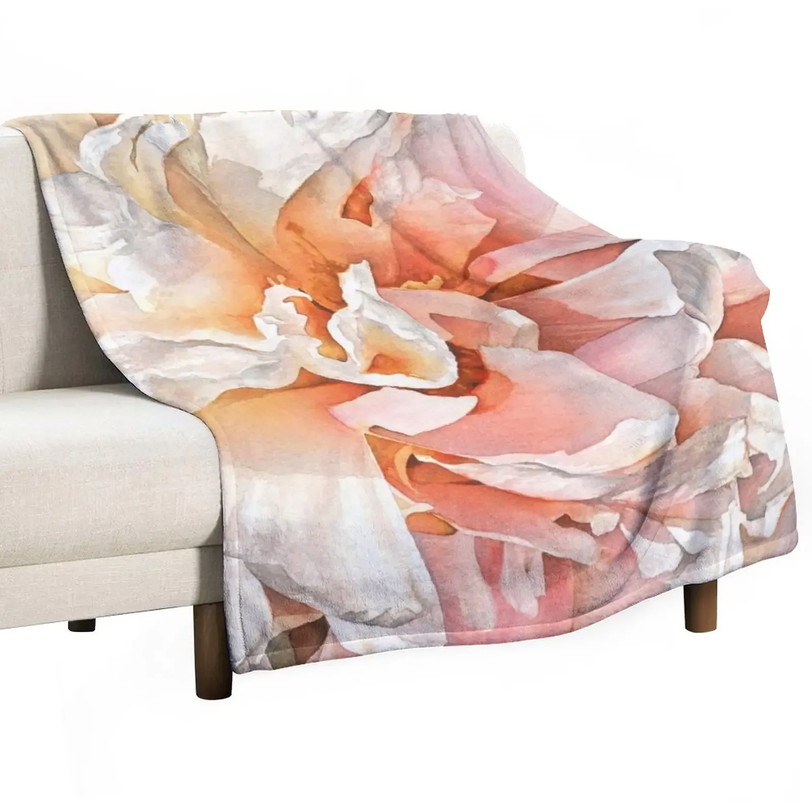 

Moon River Watercolor Painting Throw Blanket Soft Picnic Blankets