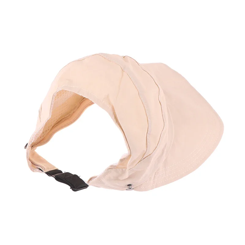 Sonnenhüte für Damen mit breiter Krempe, UV-Schutz, hohler Kopfteil, Sommer-Strandhut, faltbarer Visor, Fischerhüte mit Maskenknopf – Detail 14