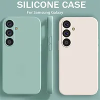 Delicate Liquid Silicone Camera Lens Protector Phone Cases For S23 S24 FE For Samsung Galaxy  S23 S24 S25 UItra Plus soft Cover