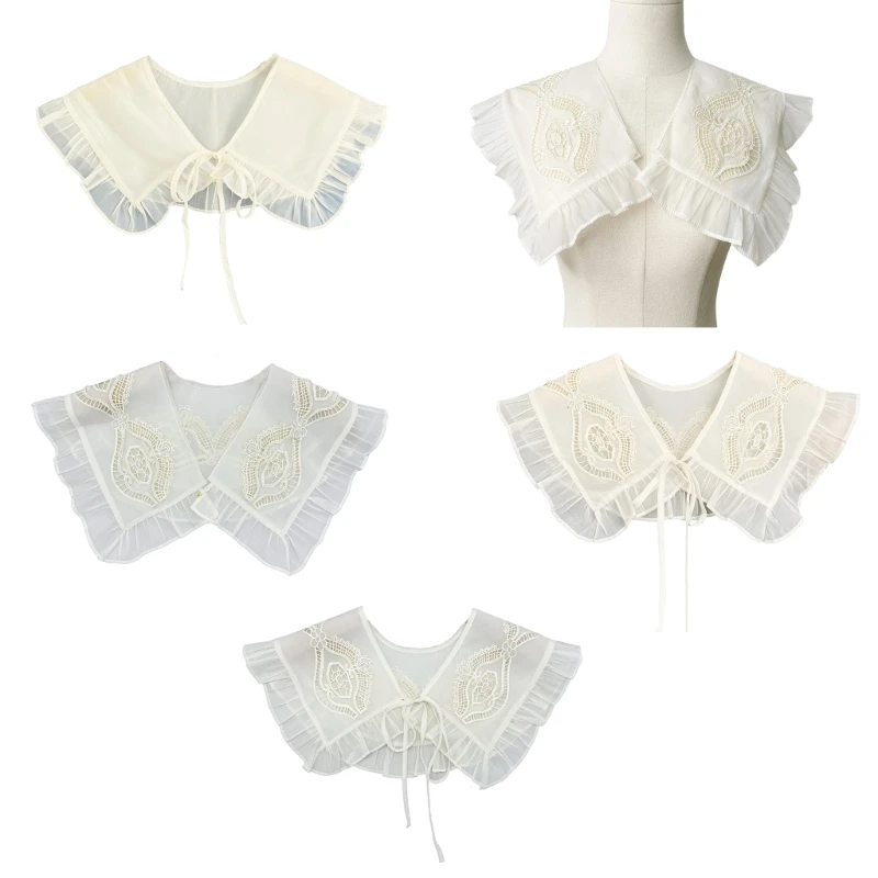 

Embroidered Floral Shawl Detachable Collar Casual Accessory Women False Collar