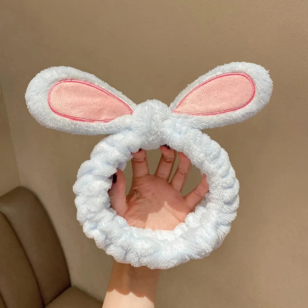 나비 헤어 밴드 플러시 머리띠, 페이스 워시 메이크업 토끼 귀 머리띠, 페이스 워시 페이셜 마스크 스킨 케어 메이크업 머리띠