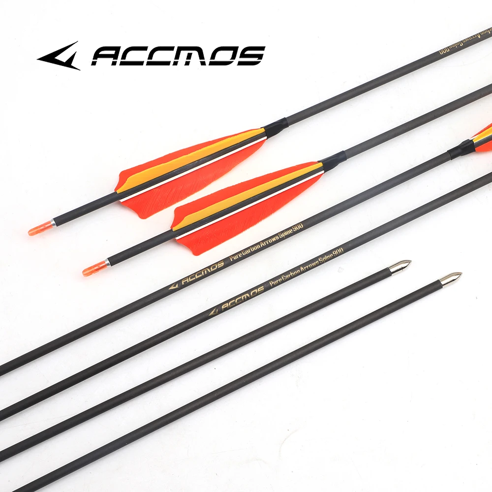 12pcs Pure Carbon Arrow ID 4.2mm 31in Spine 250 300 400 500 600 700 800 900 1000 1100 1300 1500 1800 with 4\