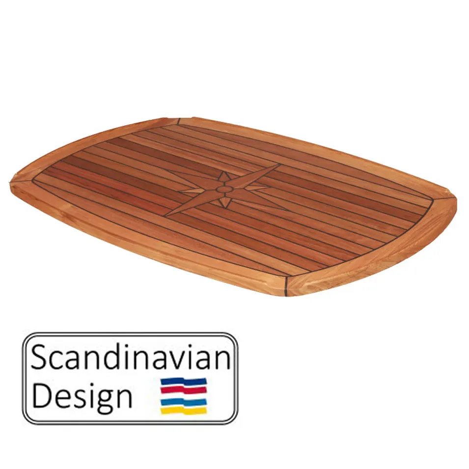 Teak Table Top Nautic Star Barrel Shape 450x600/500x700/610x940mm Marine Boat Rv Caravan